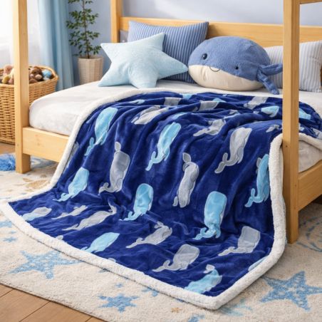 Plaid polaire baleine Tom Kids